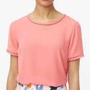 JCrew Short sleeve Top Ladder Trim Large Pink